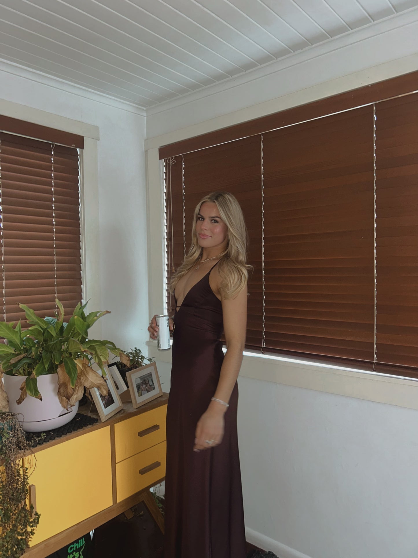 TIME TO SHINE SLIP DRESS TRUFFLE