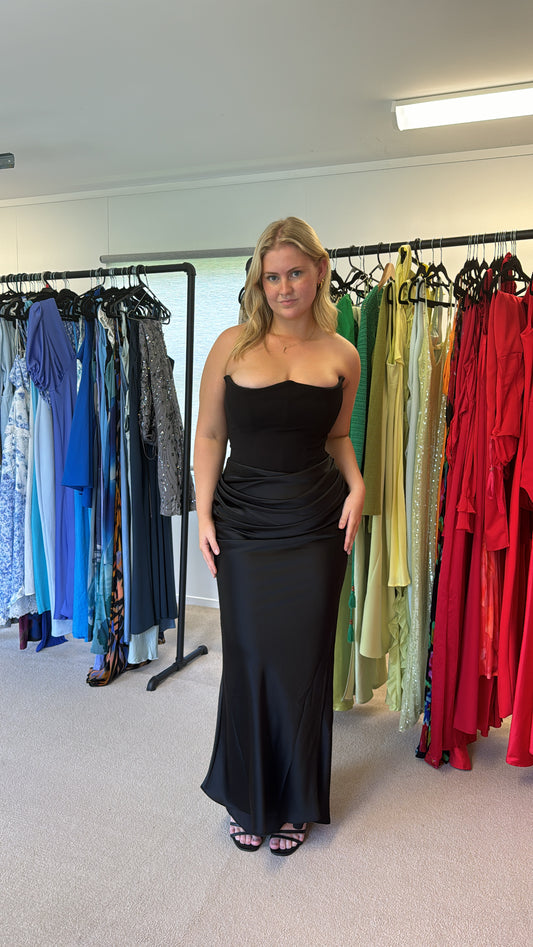 PERSEPHONE BLACK STRAPLESS CORSET DRESS