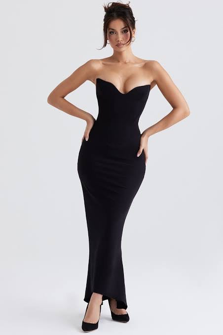 SABINE Black Strapless Corset Dress