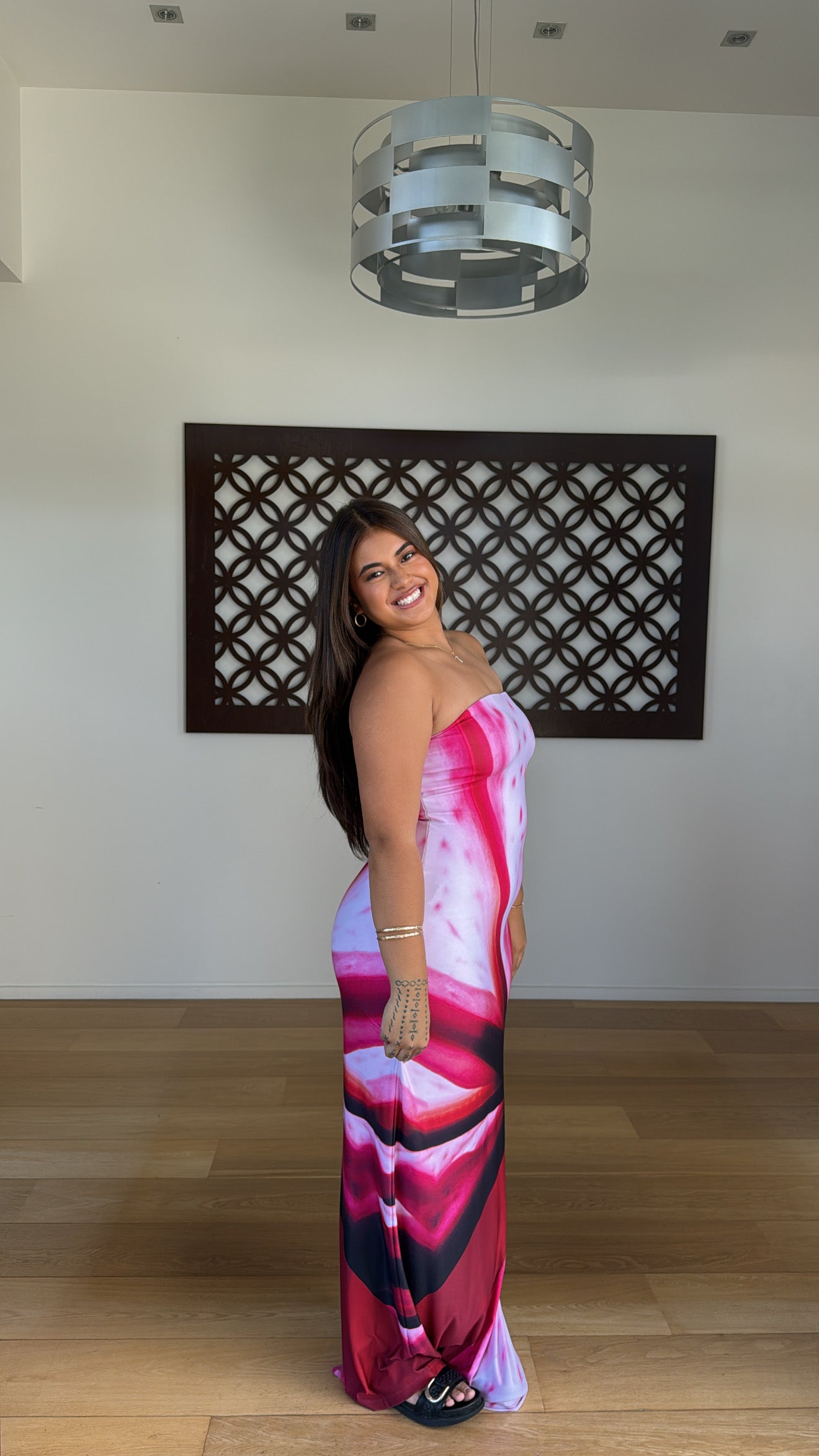 Strapless Slip Dress | Fuchsia Mosaic