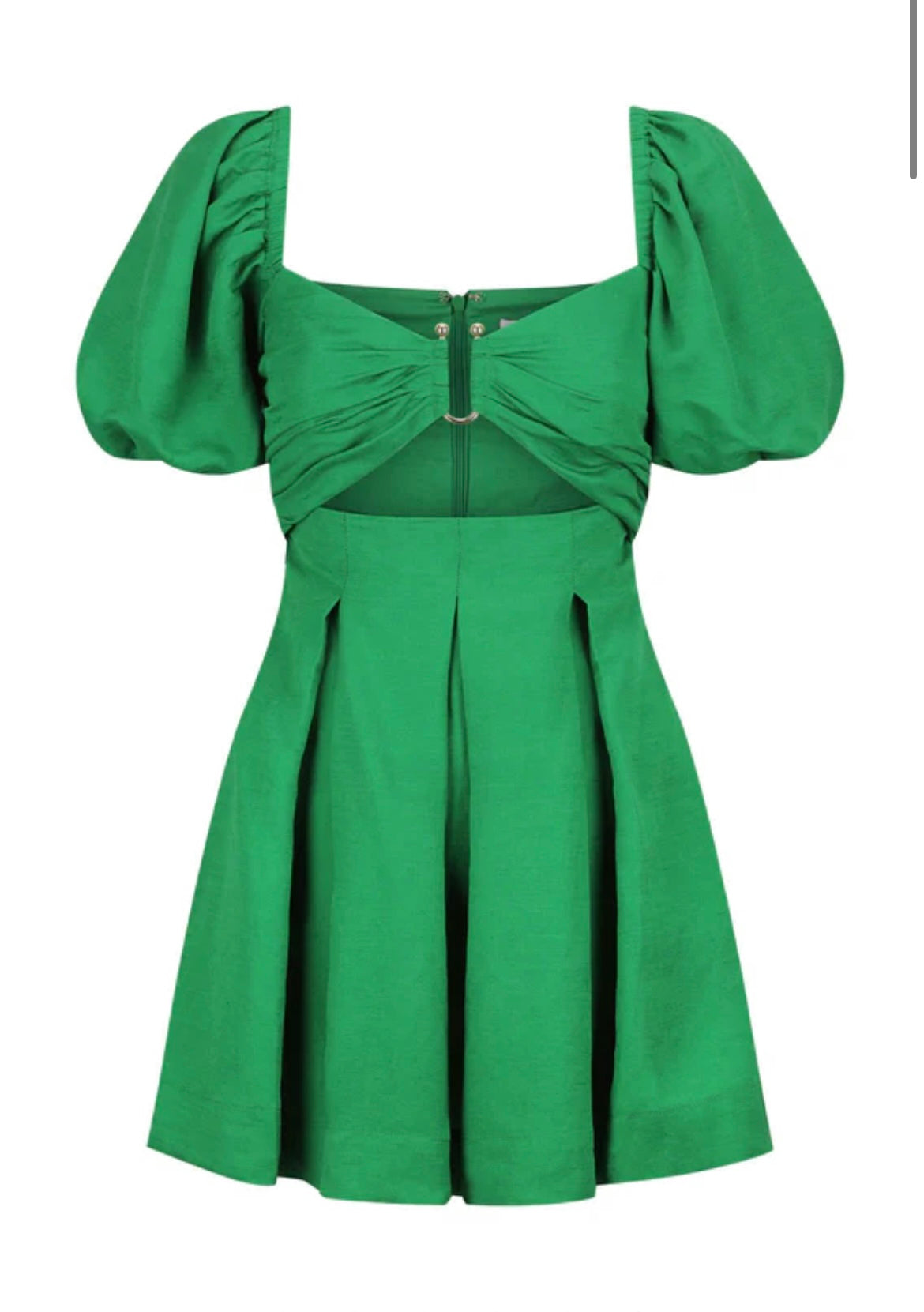 MARE LINEN SHORT SLEEVE CUT OUT MINI DRESS - TREE GREEN
