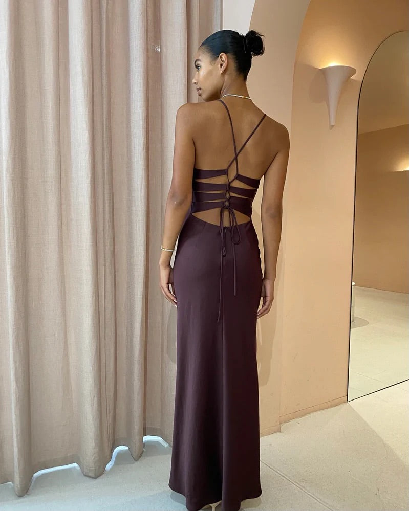 TIME TO SHINE SLIP DRESS TRUFFLE