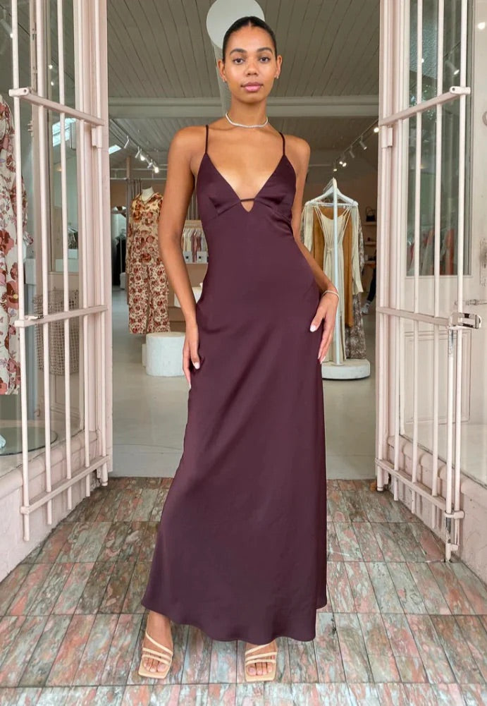 TIME TO SHINE SLIP DRESS TRUFFLE
