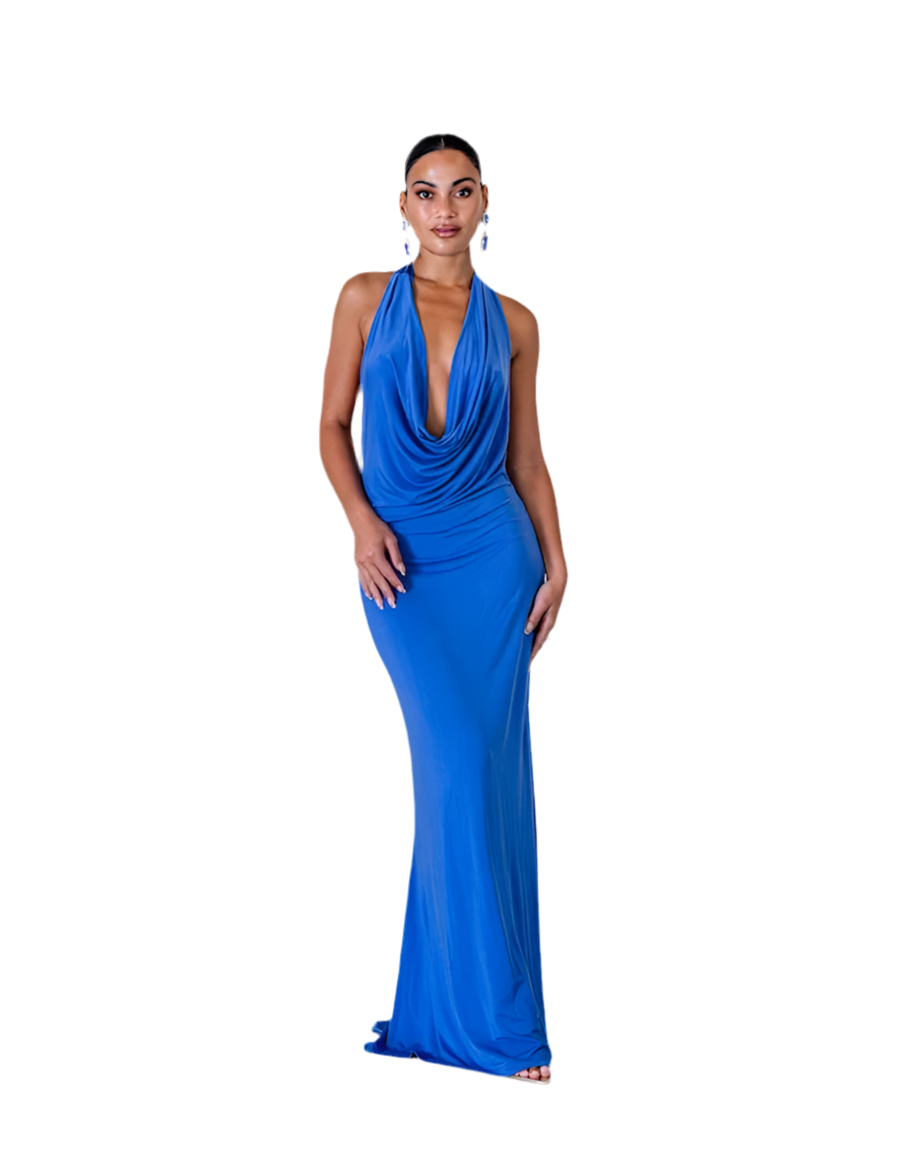 Saint Plunge Maxi Dress Sapphire
