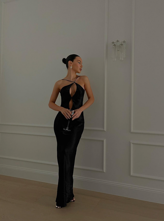 Lucia Satin cut out maxi dress