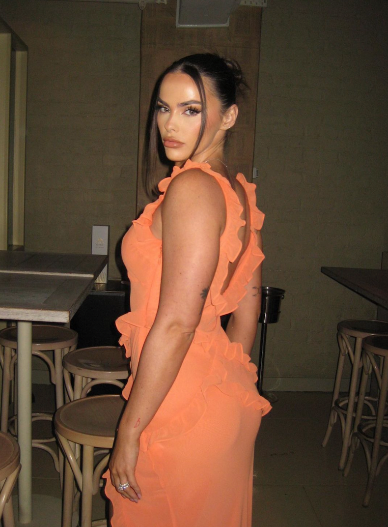 PIXIE Flame Orange Ruffle Maxi Dress