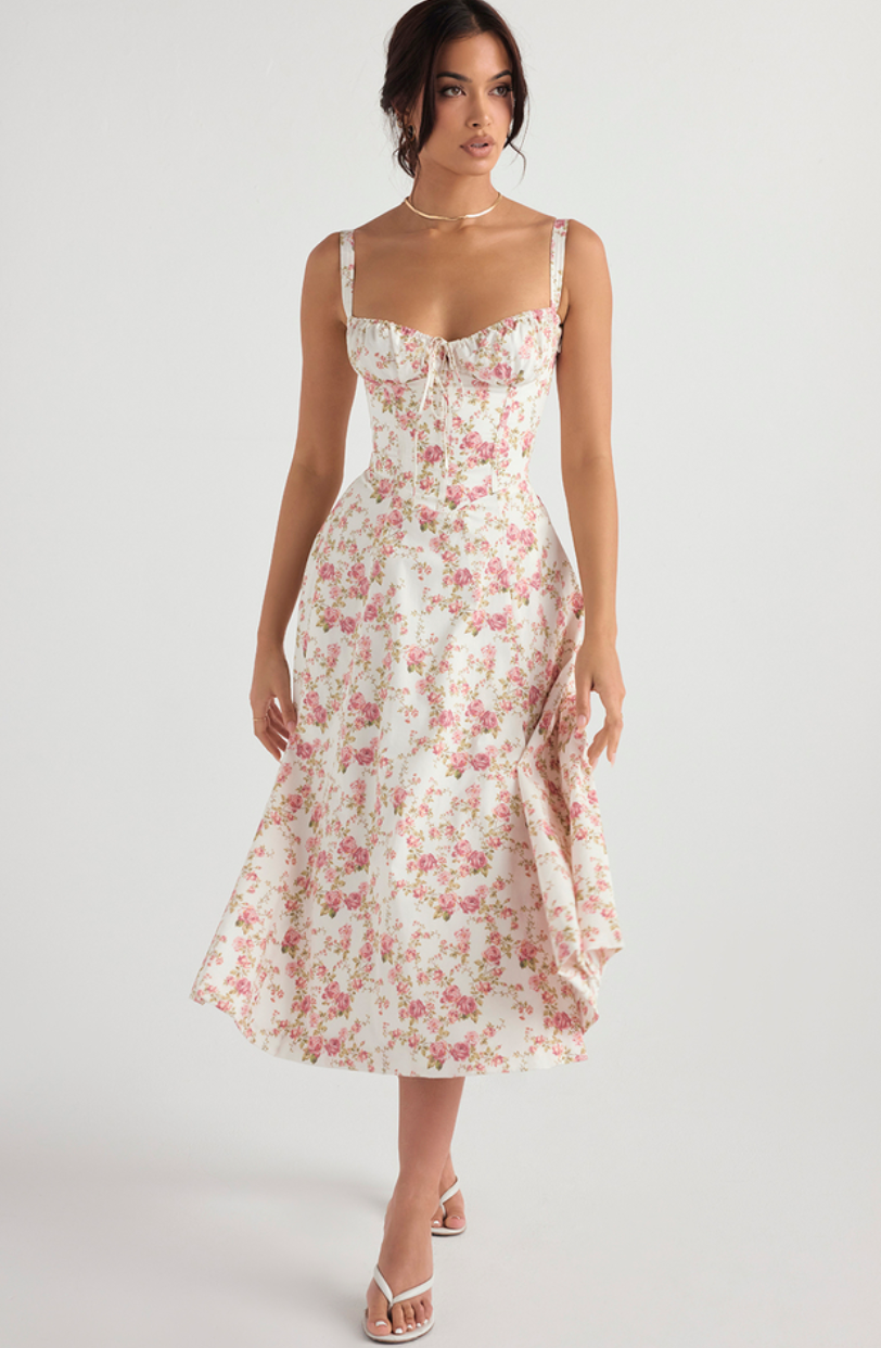 FOR SALE CARMEN ROSE PRINT BUSTIER SUNDRESS
