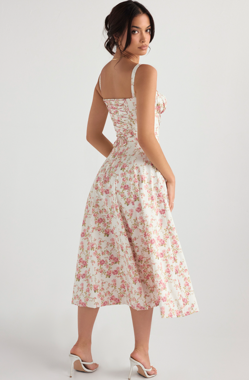 FOR SALE CARMEN ROSE PRINT BUSTIER SUNDRESS