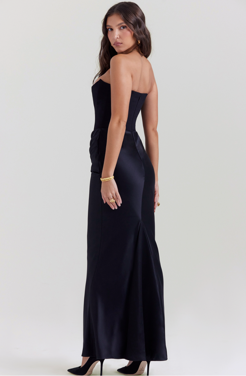 PERSEPHONE BLACK STRAPLESS CORSET DRESS