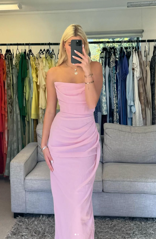ADRIENNE PINK QUARTZ STRAPLESS GOWN