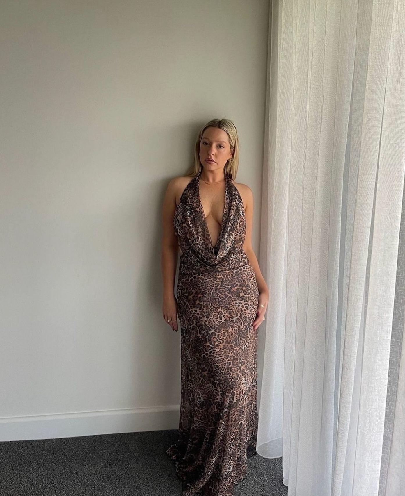 Elysia Mesh Maxi Dress - Leopard