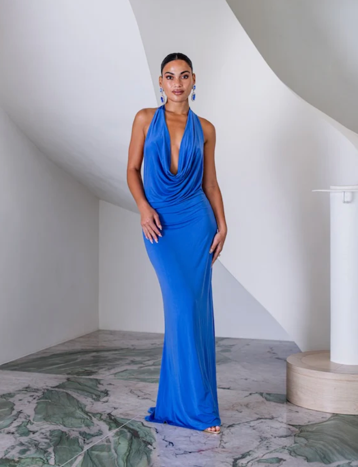 Saint Plunge Maxi Dress Sapphire