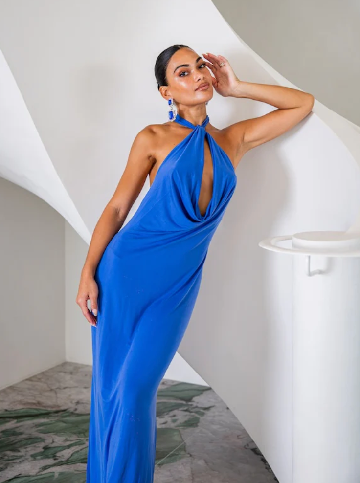 Saint Plunge Maxi Dress Sapphire