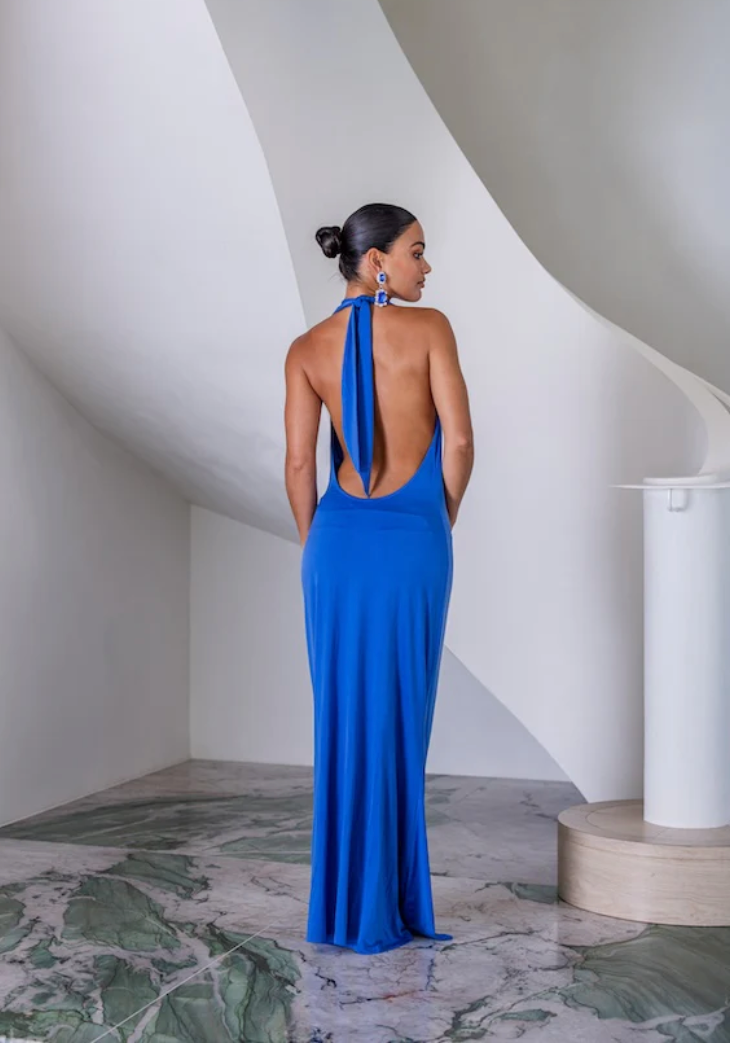 Saint Plunge Maxi Dress Sapphire