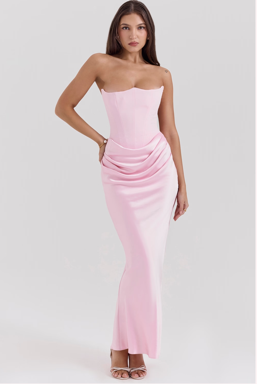 PERSEPHONE Rose Shadow Strapless Corset Maxi Dress