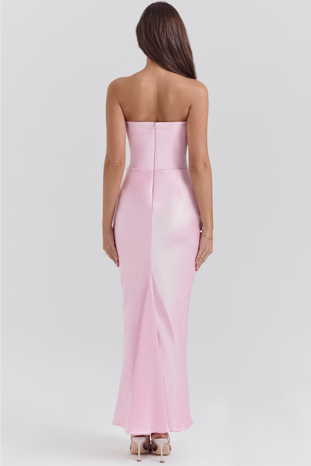 PERSEPHONE Rose Shadow Strapless Corset Maxi Dress