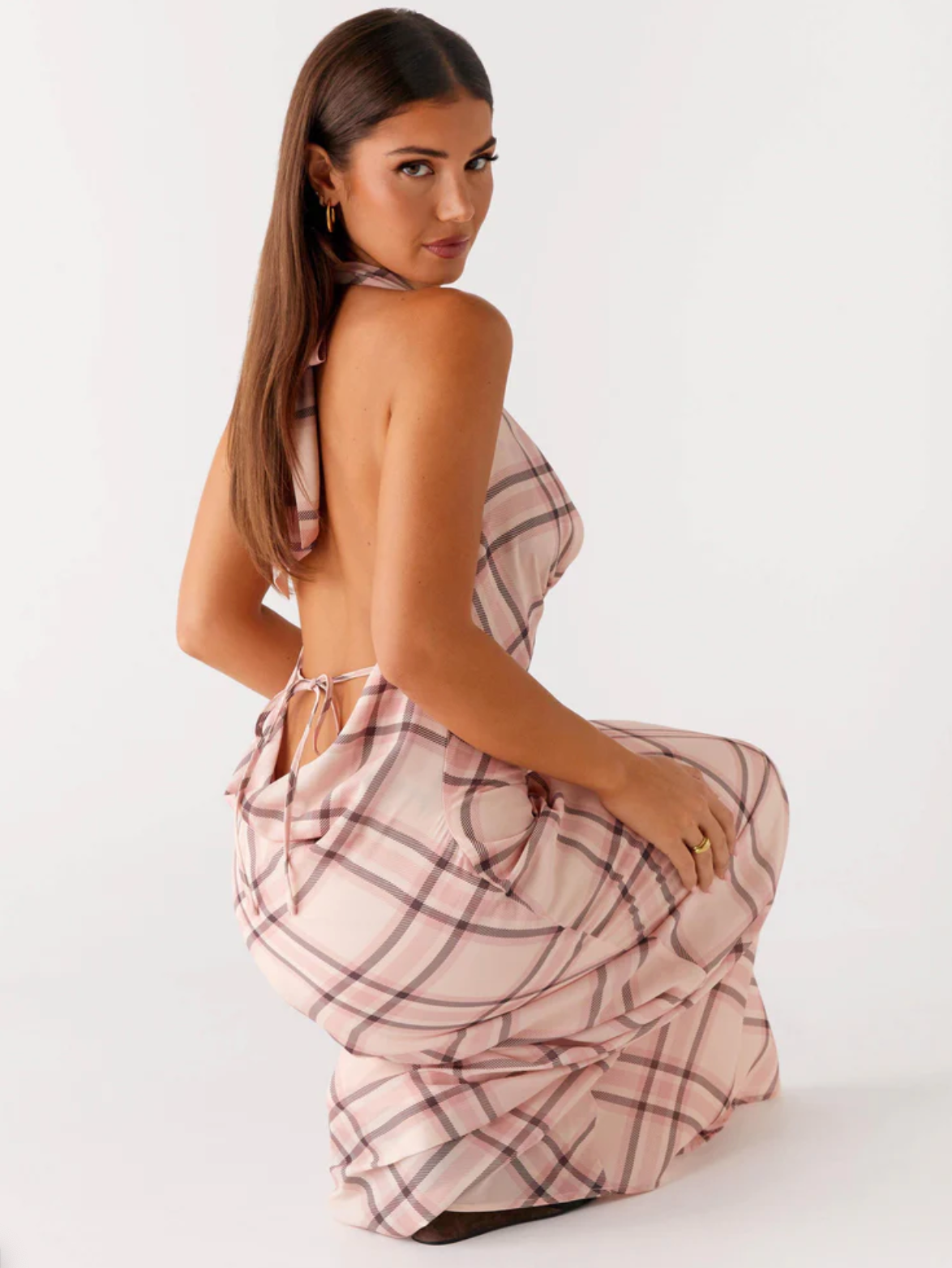 Muse Maxi Dress - Pink Check