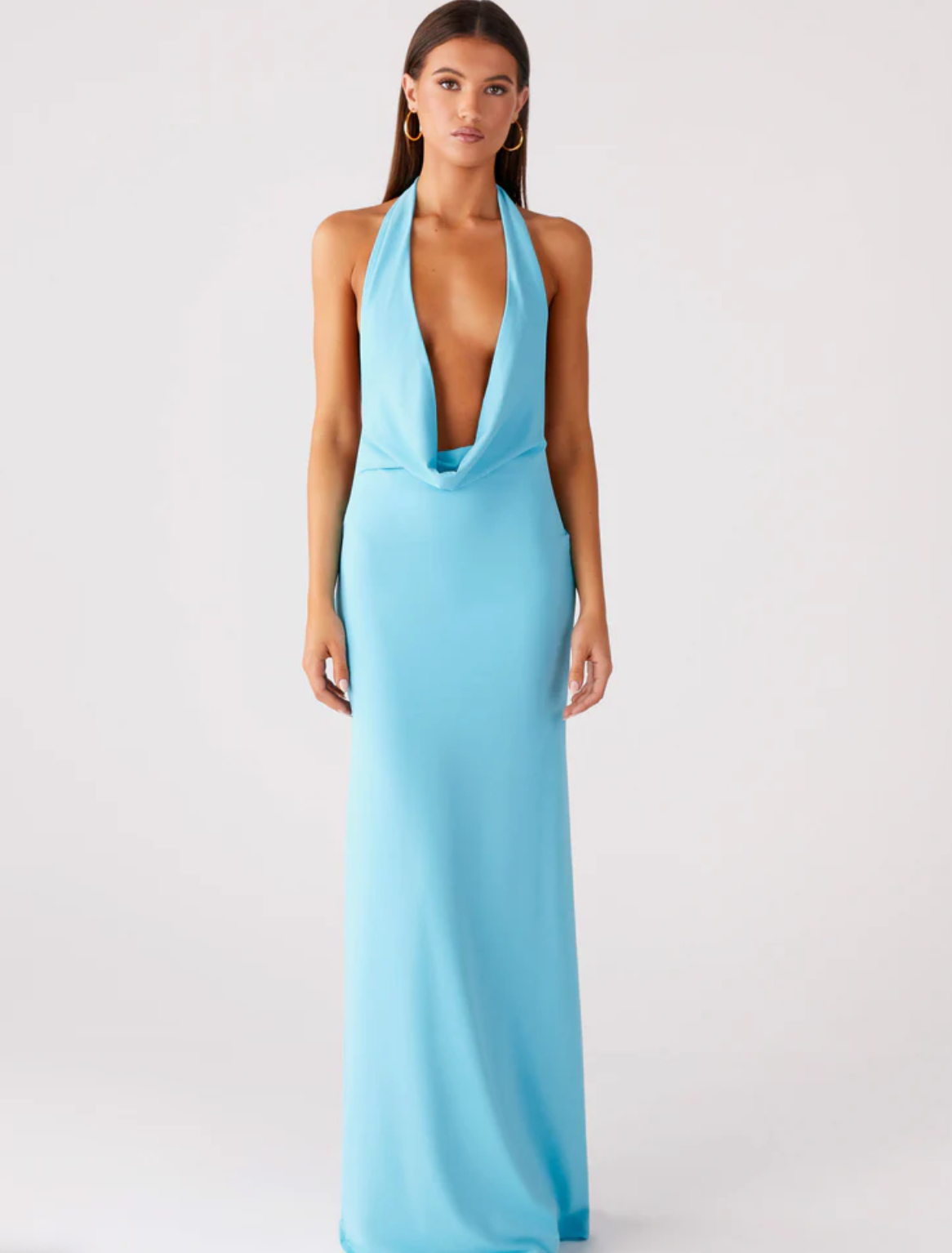 Driftwood Cowl Maxi Dress - Turquoise