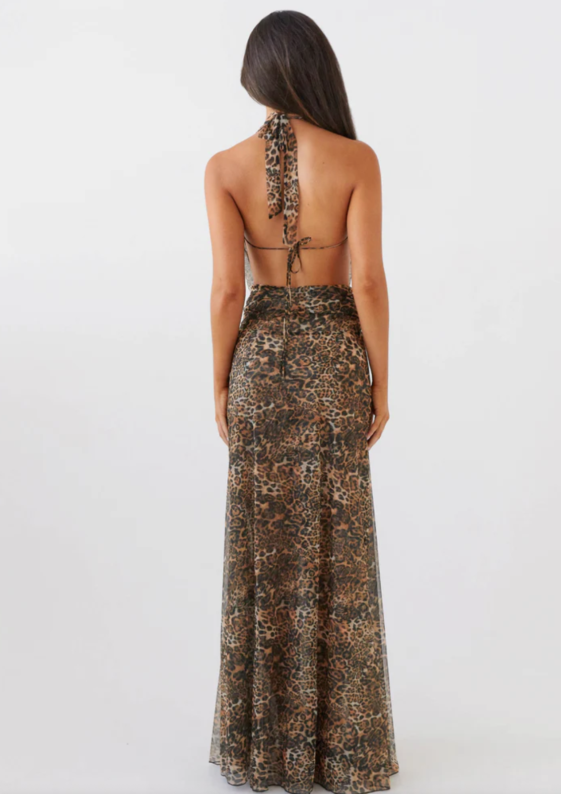 Elysia Mesh Maxi Dress - Leopard