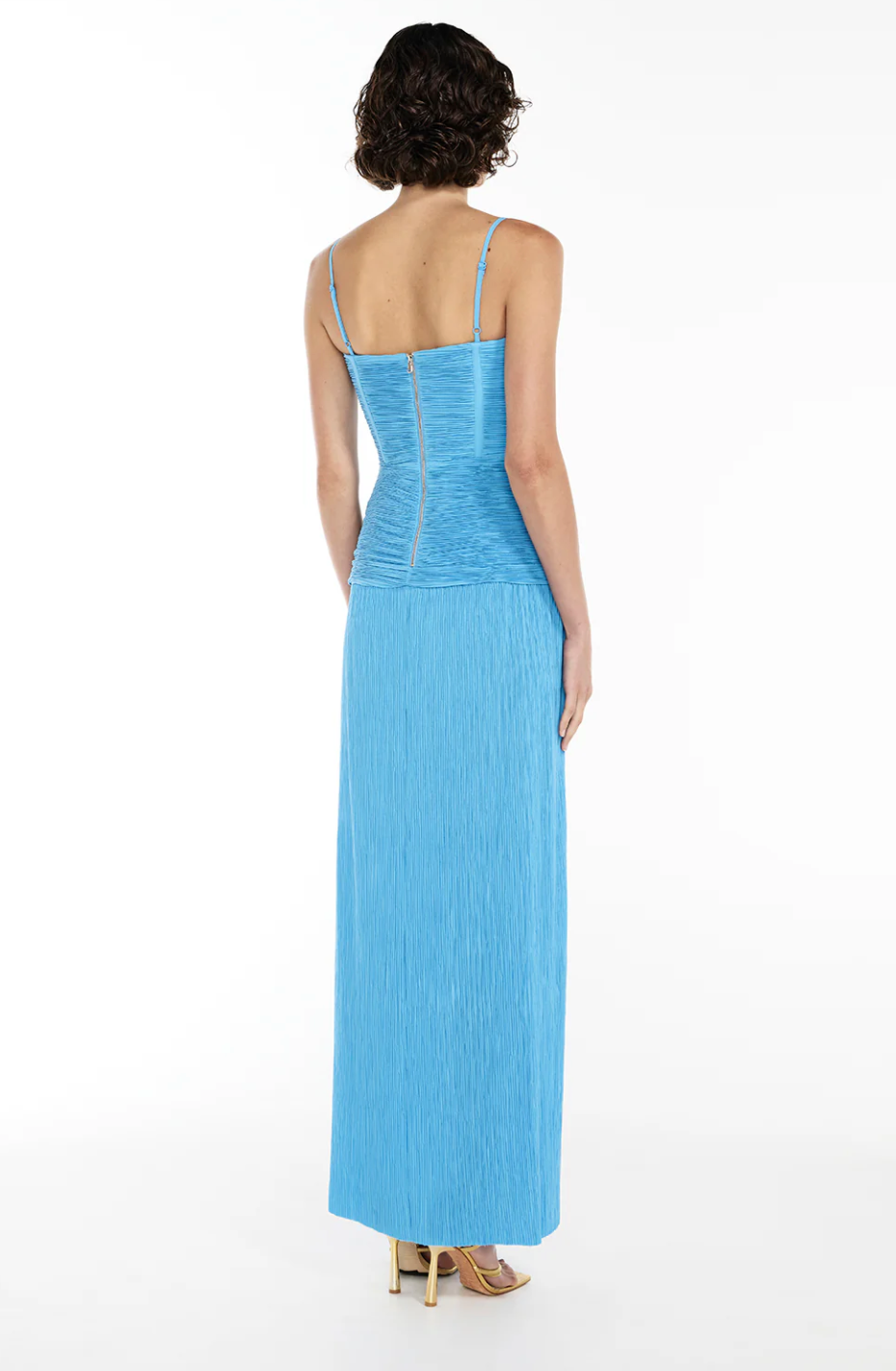 DOUBLE TIME PLEAT DRESS - Cerulean Blue