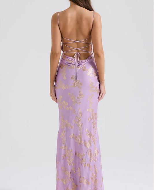 CAPRIANA Orchid Jacquard Satin Gown