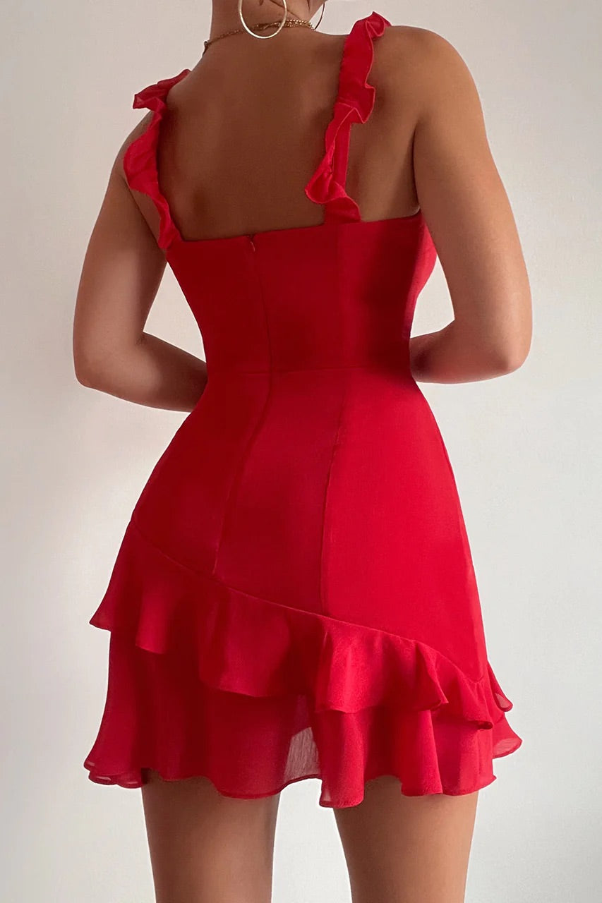 Mincia Mini Dress in Red