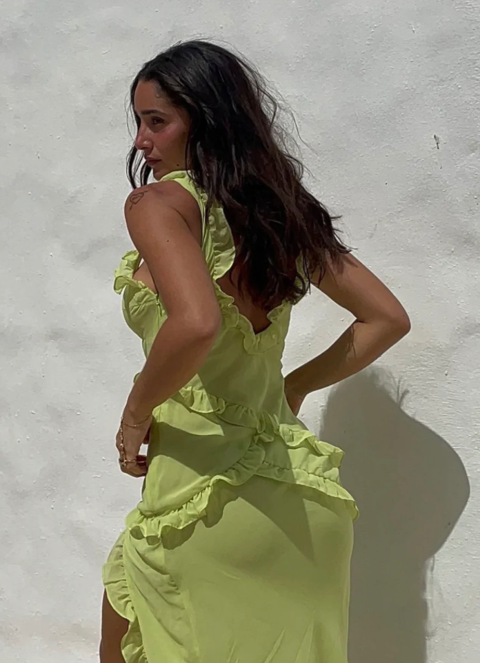 LIME RUFFLE MAXI DRESS