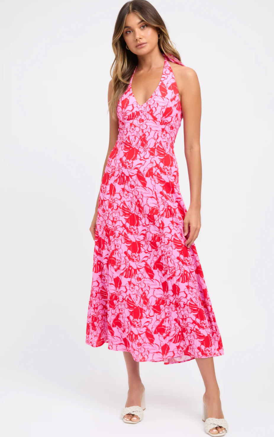 TIAH HALTER MIDI DRESS