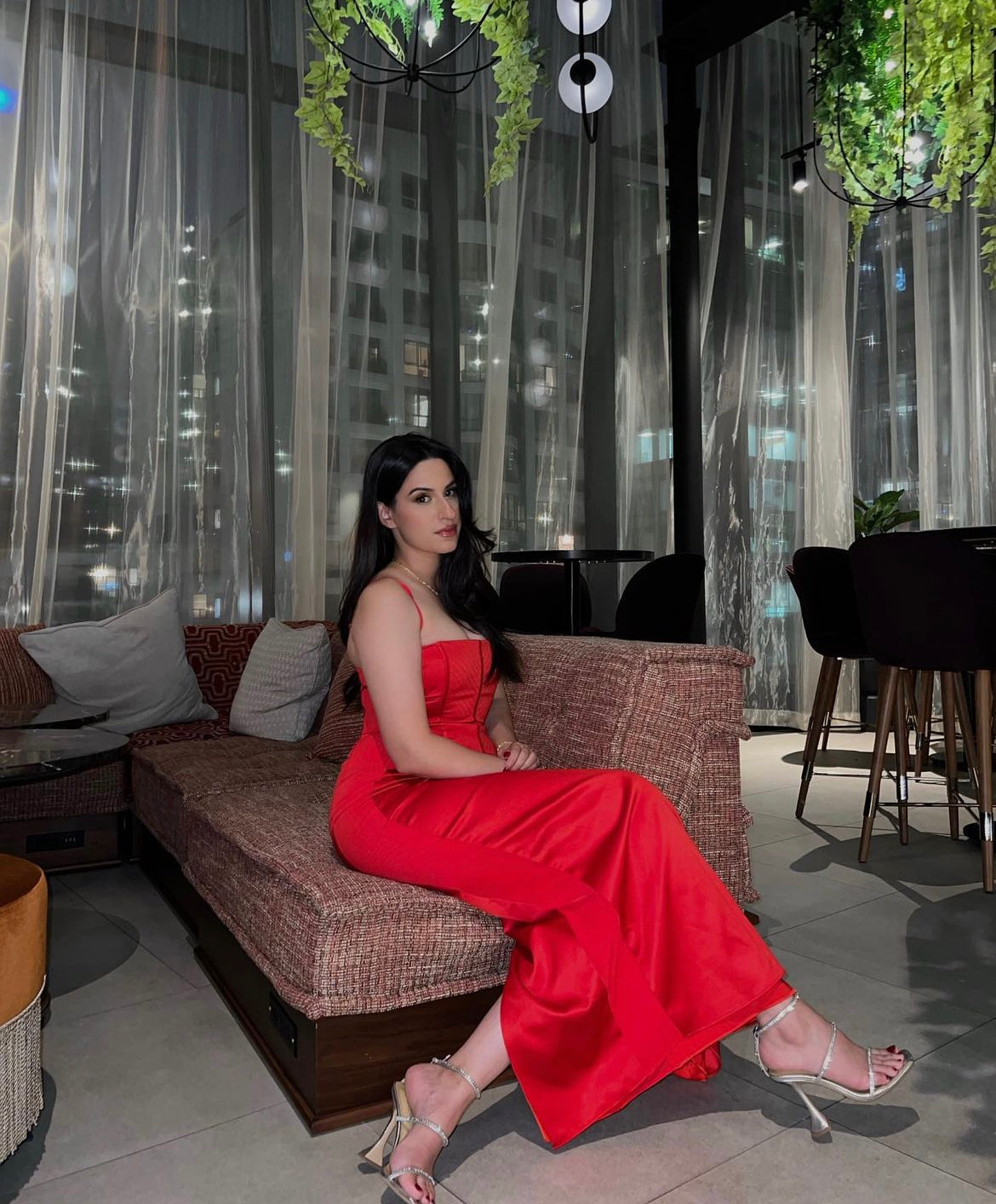 Shani Red Satin Corset Maxi Dress