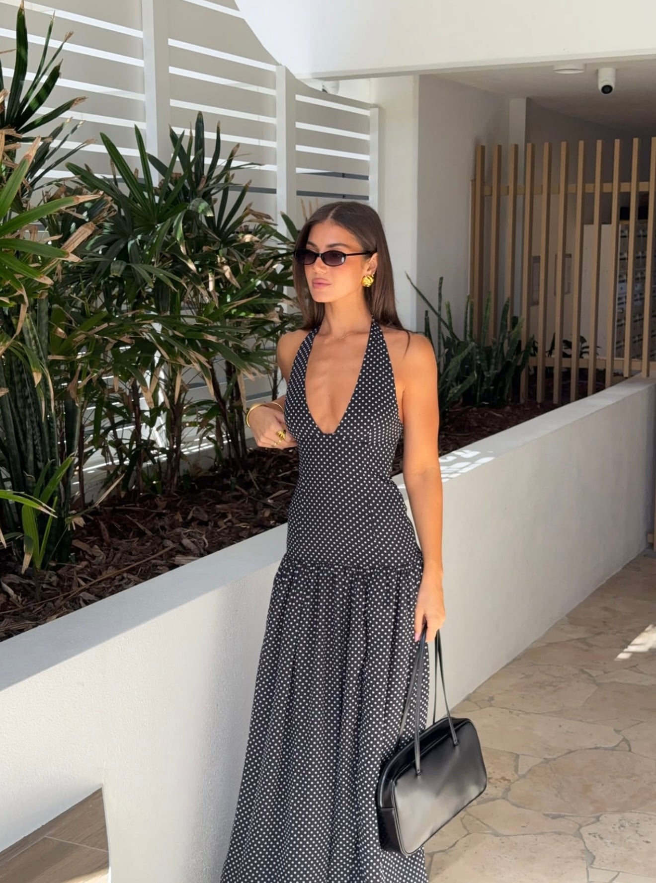 Polka Dot Temptation Halter Maxi Dress