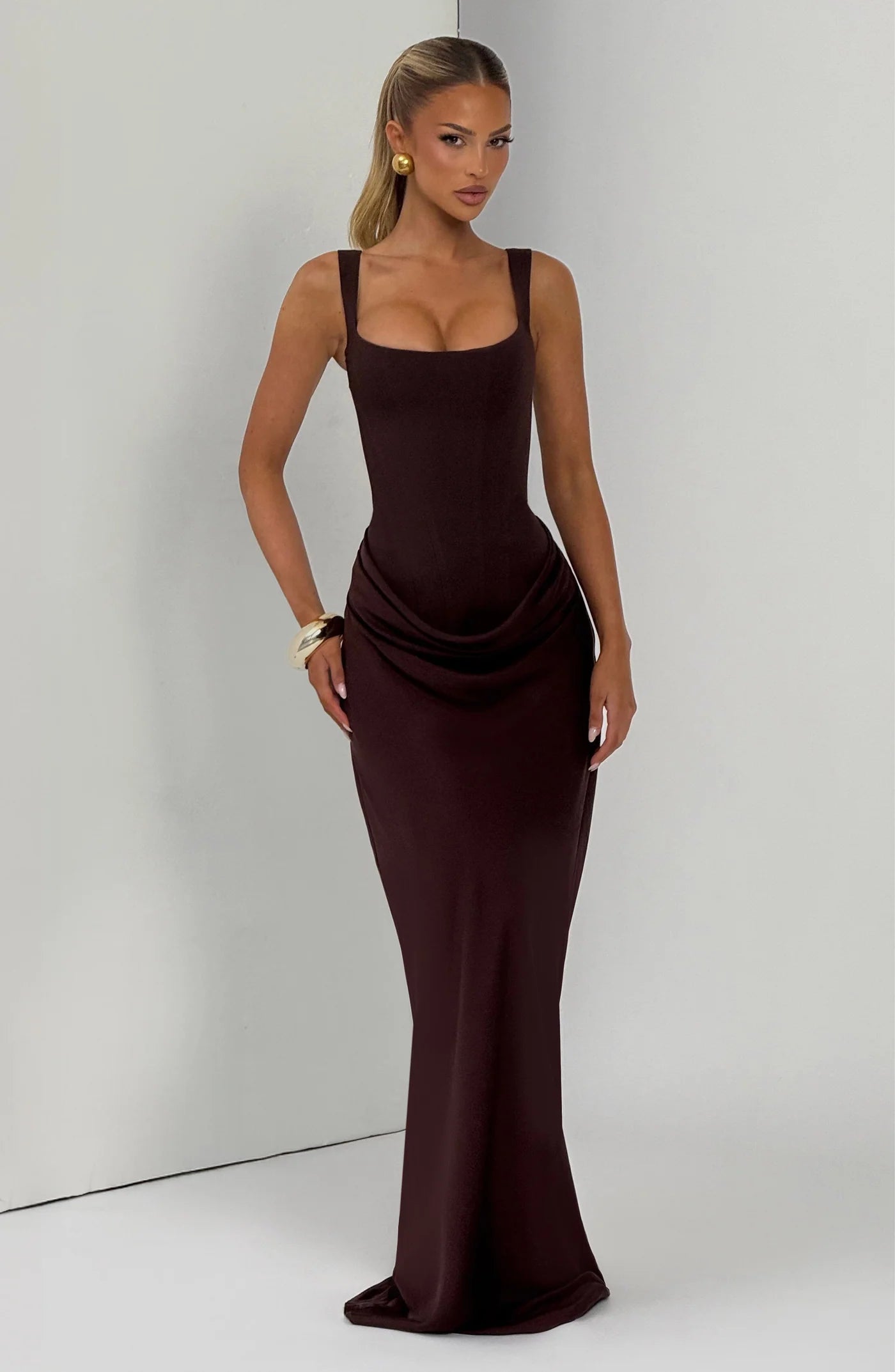CORNELIA MAXI DRESS - BROWN