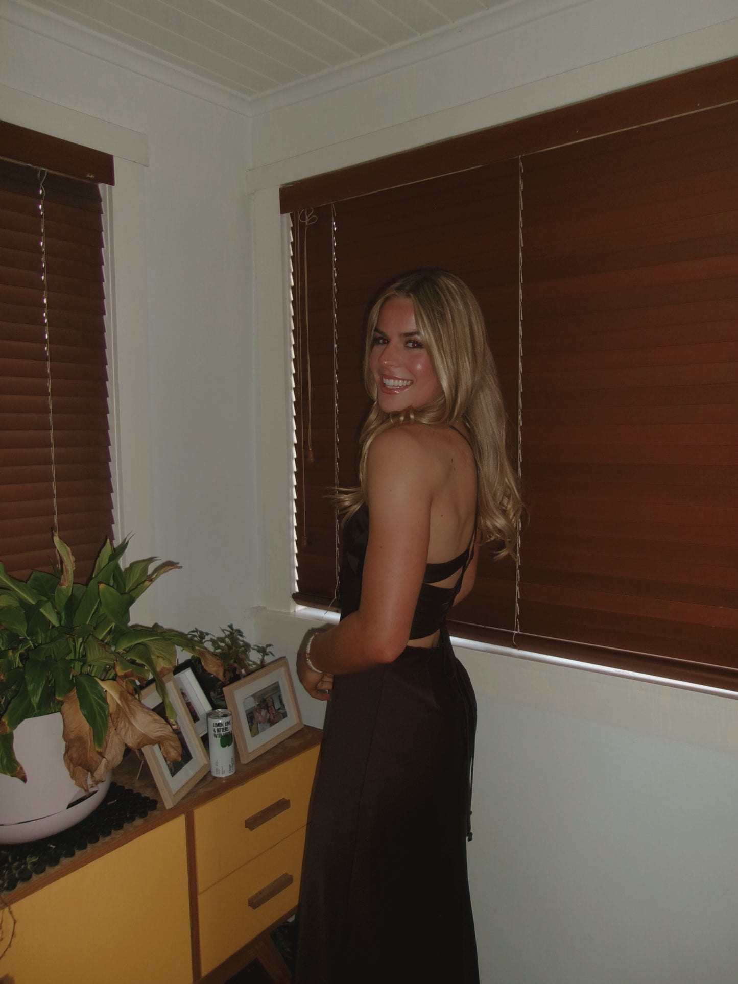 TIME TO SHINE SLIP DRESS TRUFFLE