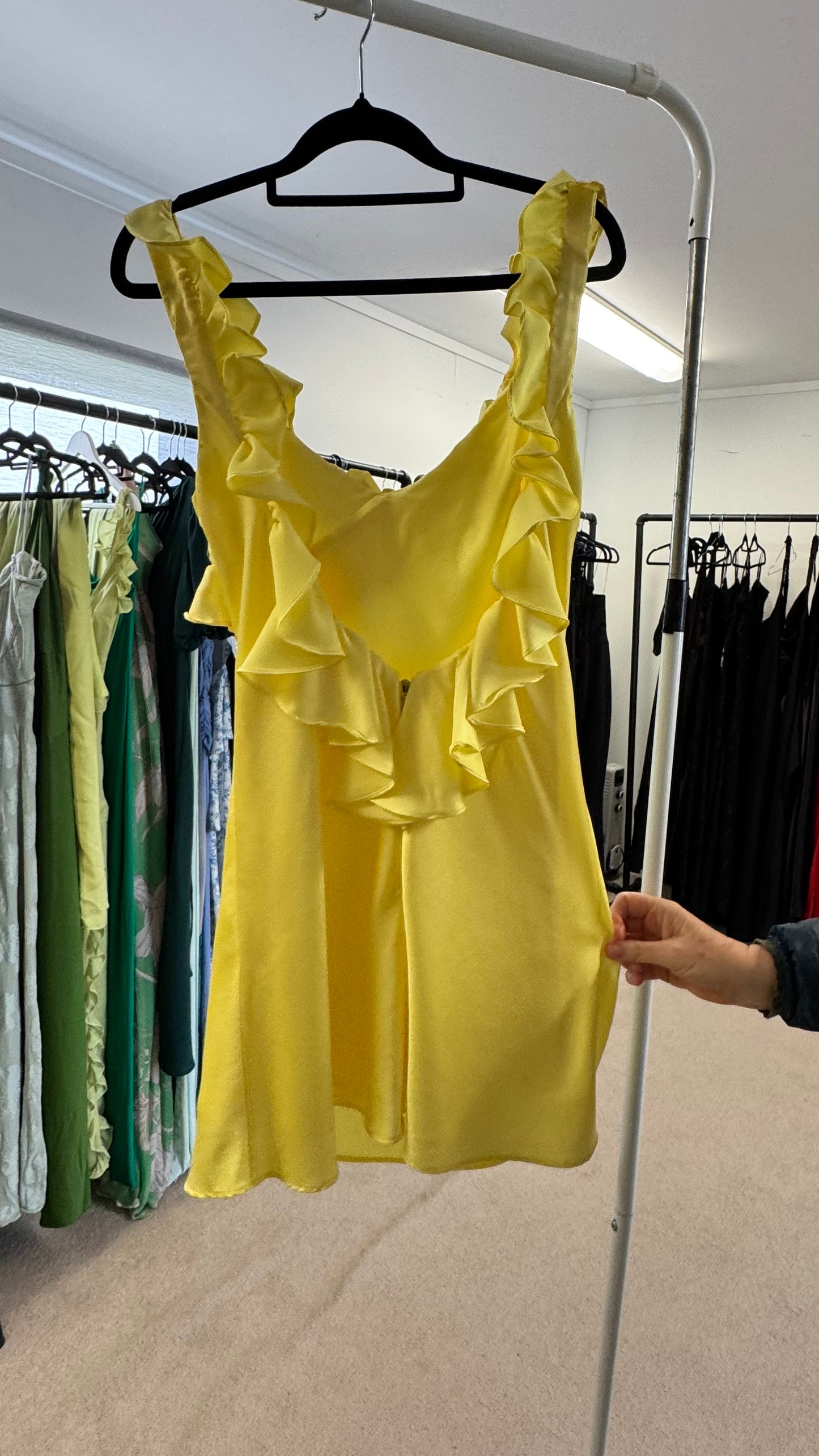 For Sale TINK BUTTERCUP SATIN RUFFLE MINI DRESS