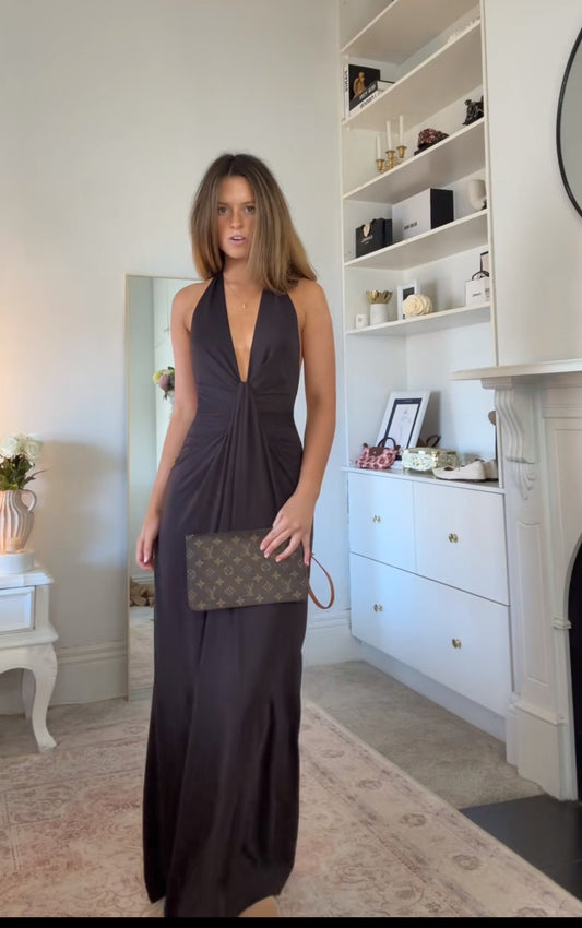 TILLIE DRAPE MAXI DRESS - BLACK