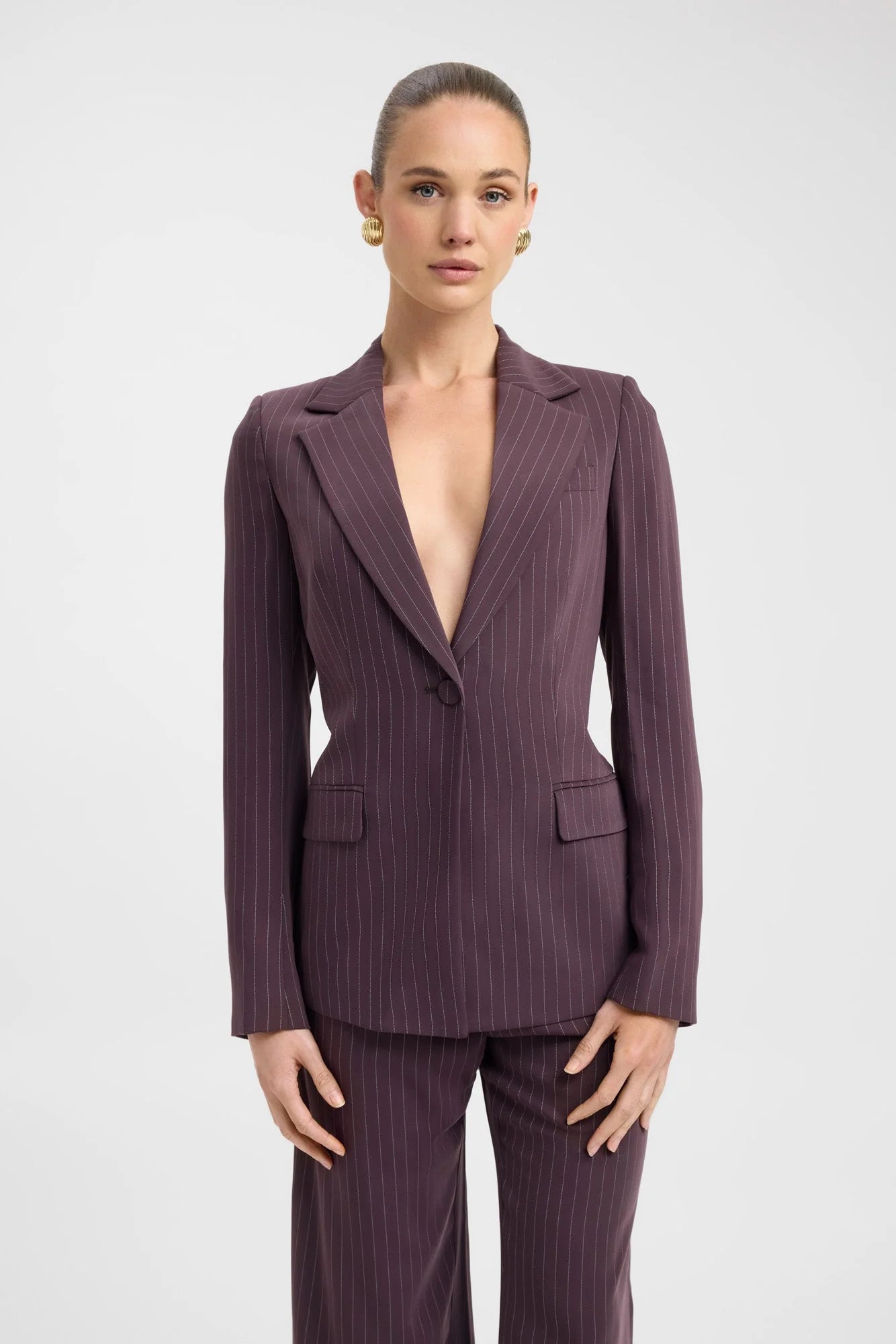 OSLO CINCHED BLAZER SET DARK MAHOGANY