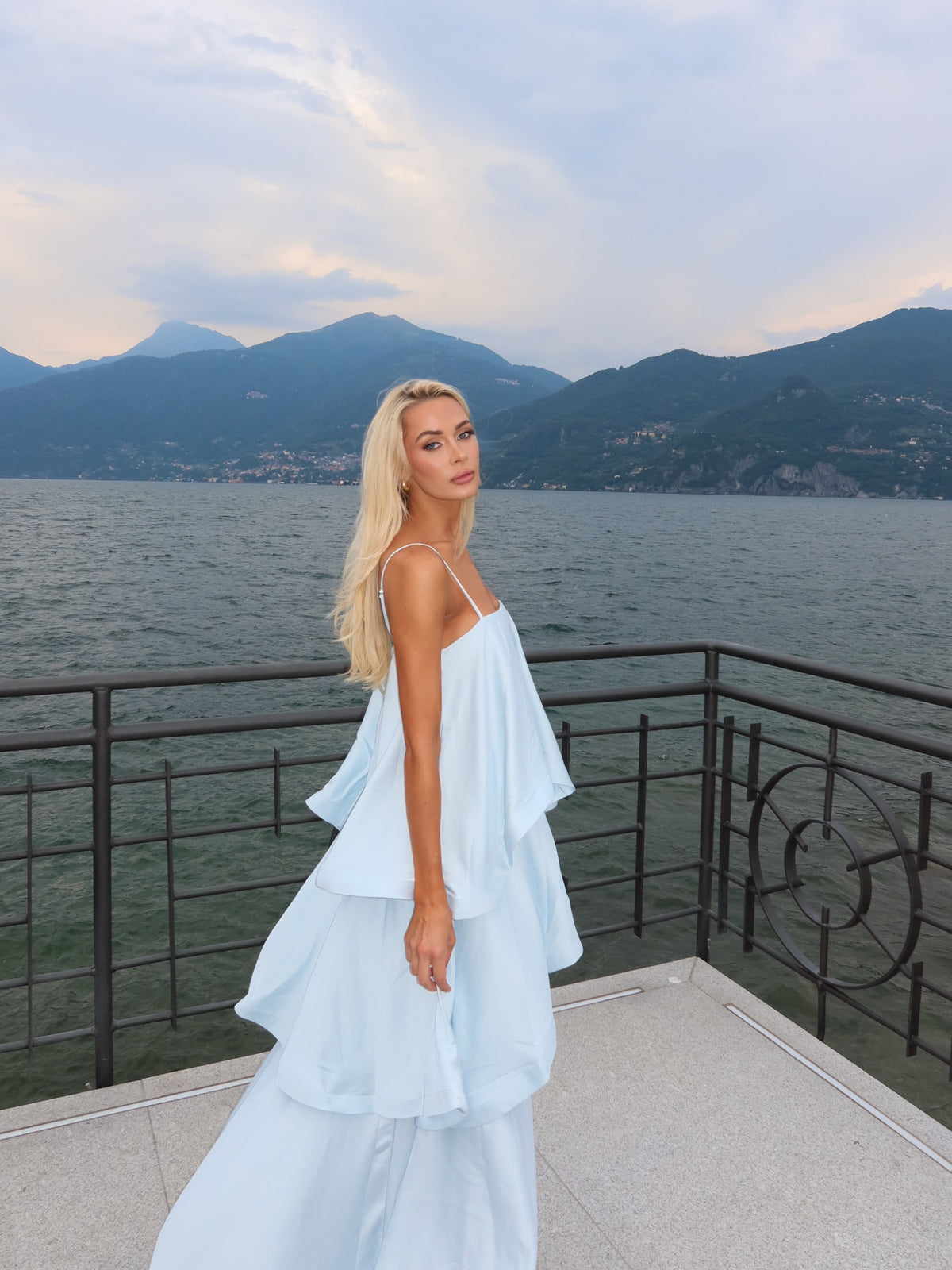 Tilly Tiered Maxi Dress in Blue