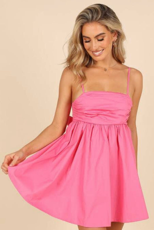 Pink Bow Back Mini Dress