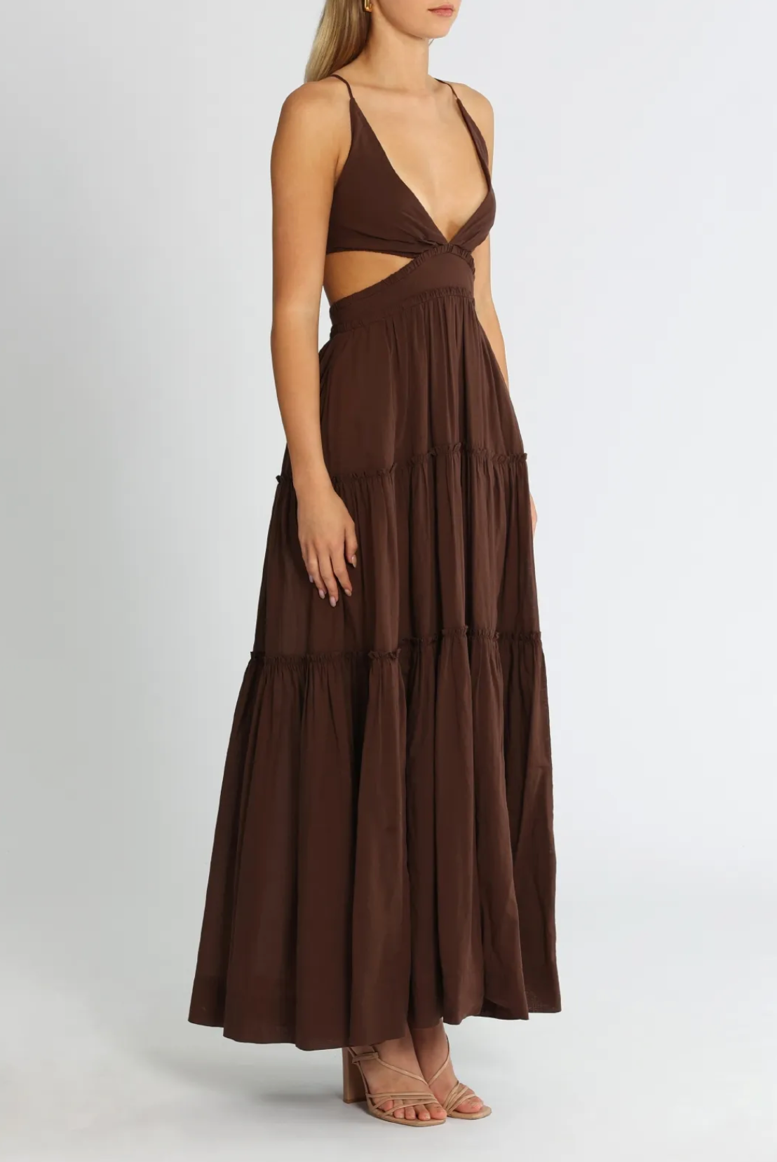 Bec and Bridge Carla V Maxi Dress in Brown