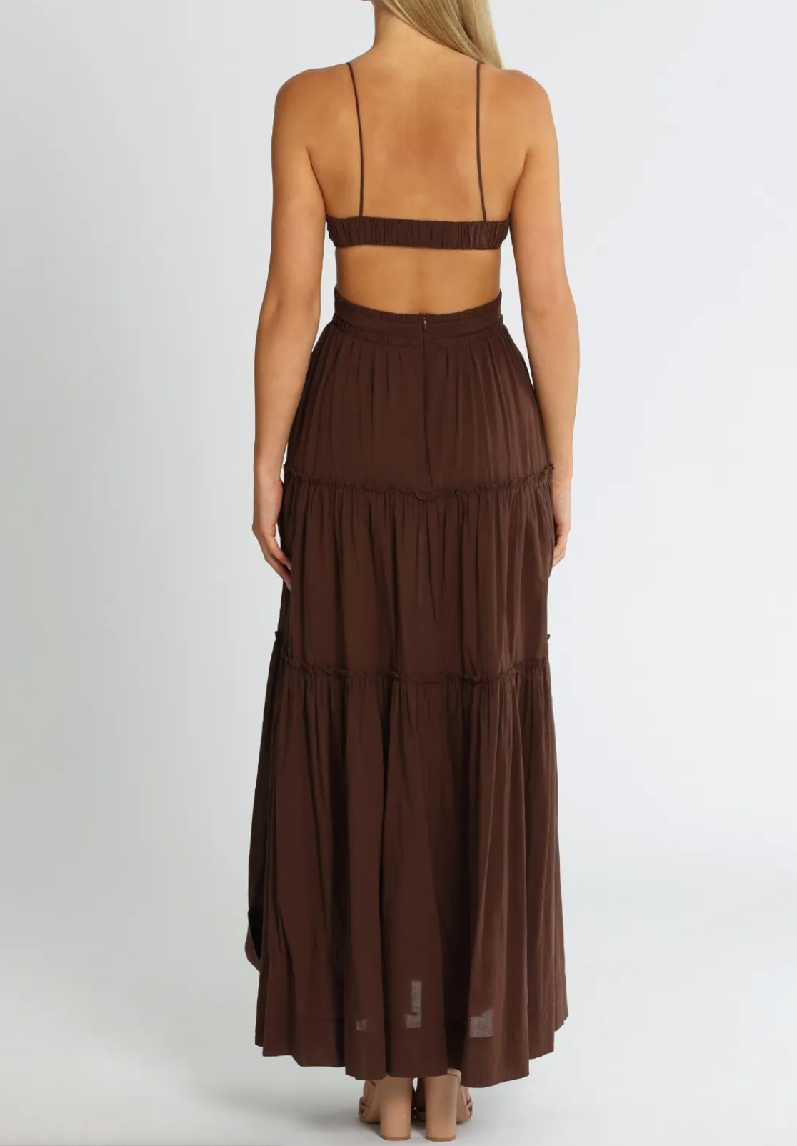 Bec and Bridge Carla V Maxi Dress in Brown