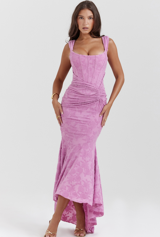 CESCA ROSE PINK FLORAL MAXI DRESS