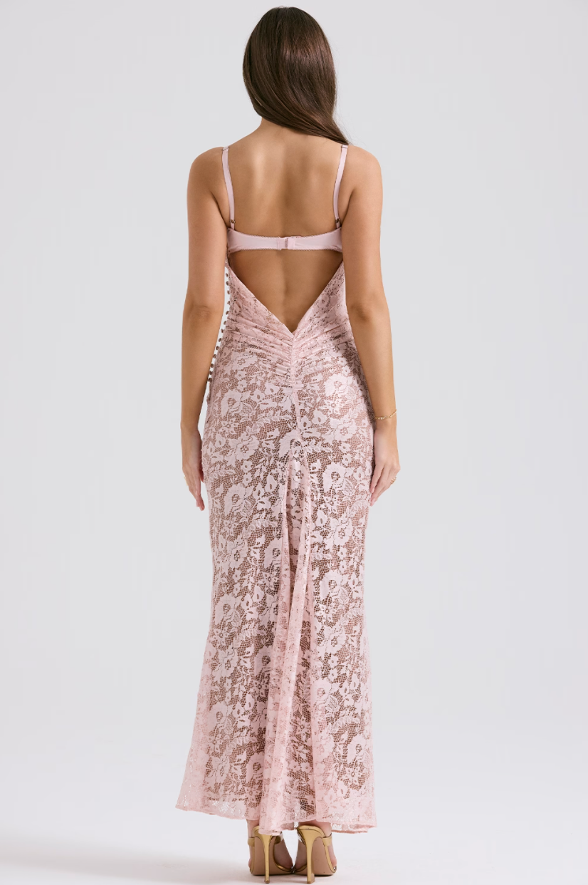 AZZURRA ROSE PINK LACE GODET GOWN