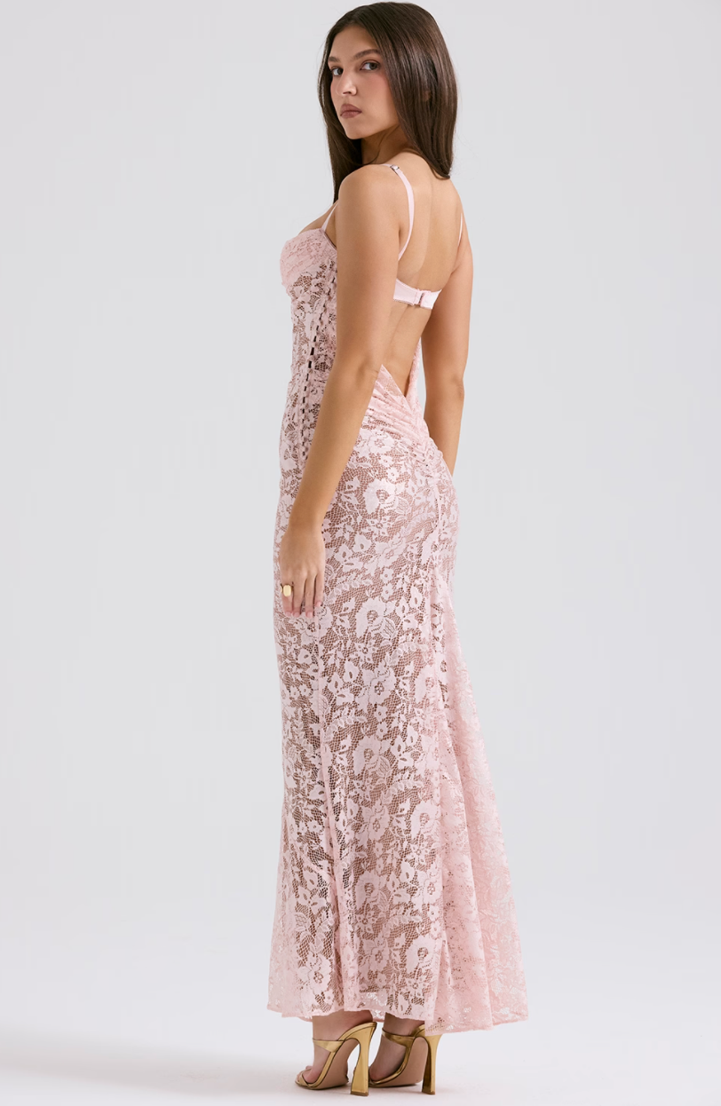 AZZURRA ROSE PINK LACE GODET GOWN