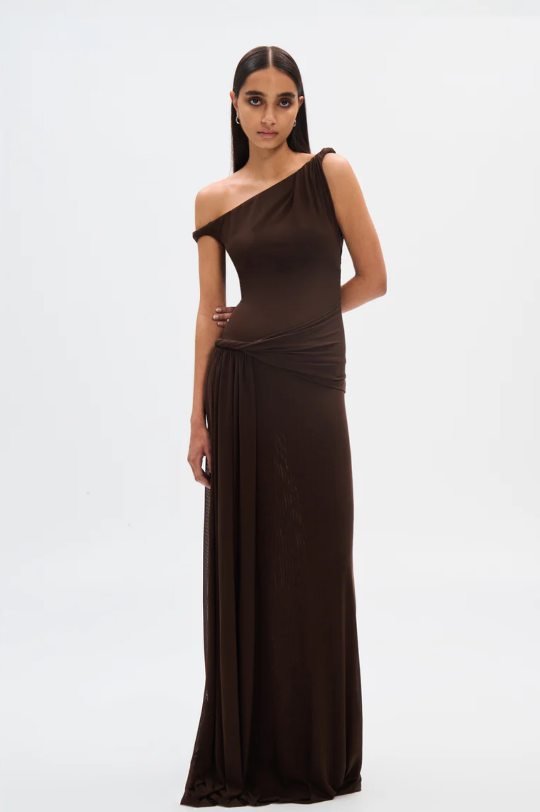 THE 'SISAL' MESH DRESS Espresso