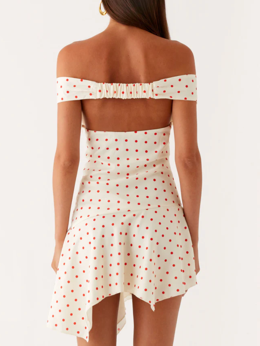 Alma Mini Dress - White Red Polka Dot