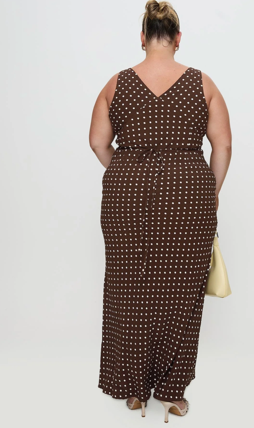 Nellie Maxi Dress Brown Polka Dot Curve