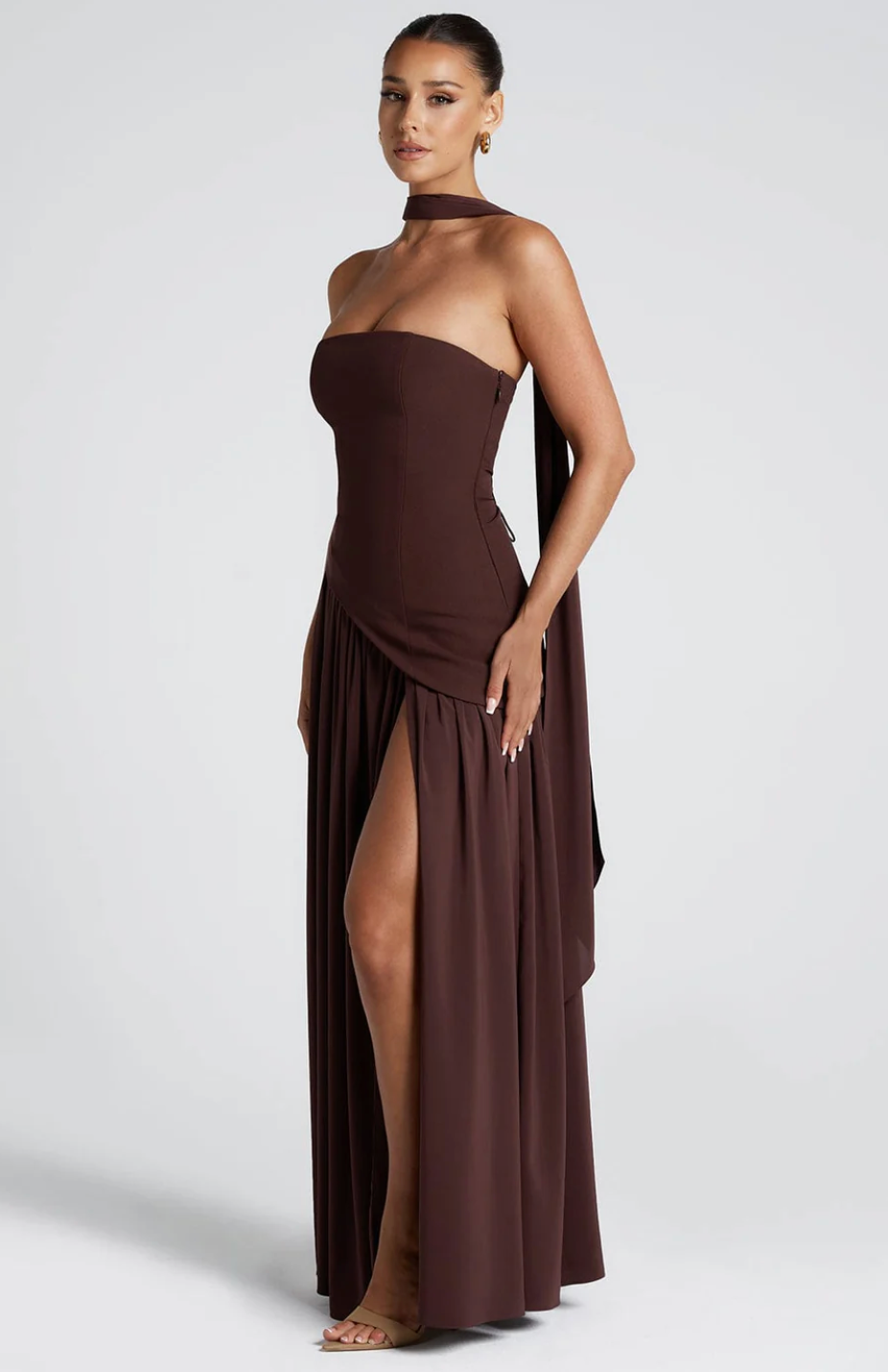 MALIYAH MAXI DRESS - PLUM BROWN