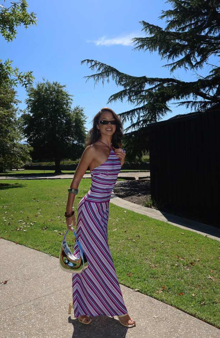 HALTER MAXI DRESS | VIOLET STRIPE