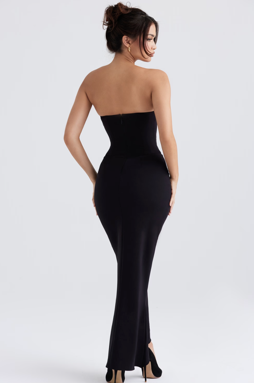 SABINE Black Strapless Corset Dress