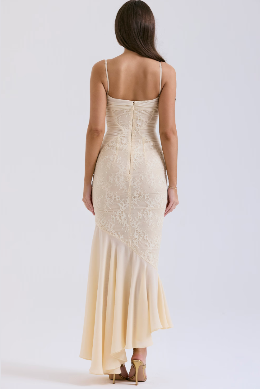 FELICIA VANILLA CHIFFON & LACE GOWN