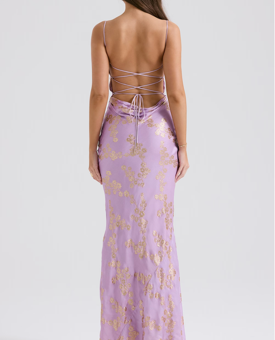 CAPRIANA Orchid Jacquard Satin Gown